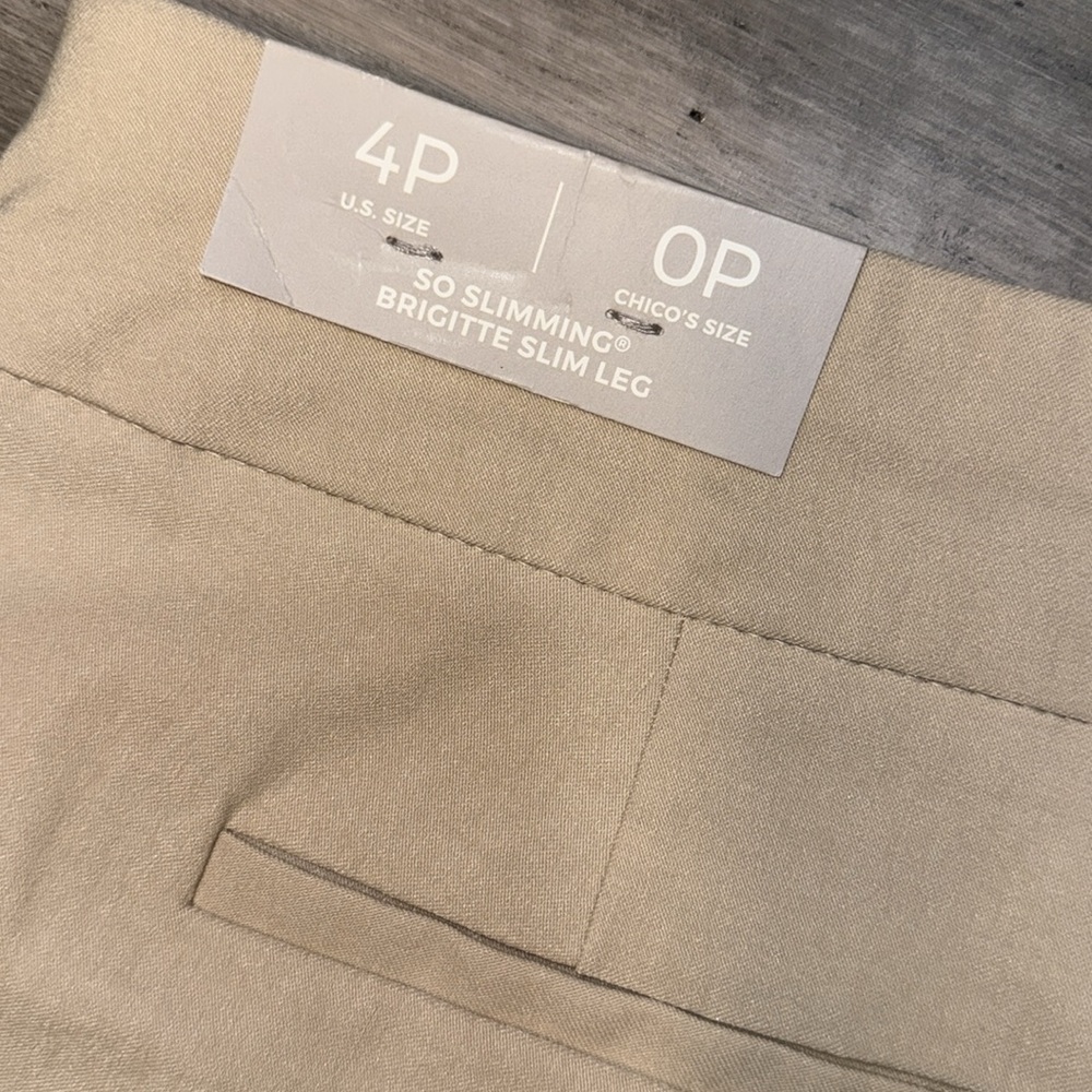 NWT Size 4P = 0P Chico's So Slimming Tan Casual Pull-on Pants. Lightweight Comfy - Picture 4 of 5